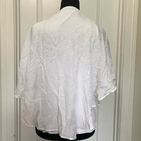 JM Collection Women's Blouse Embroidered Beaded Tassel V-Neck White Petite Large - Picture 11 of 11